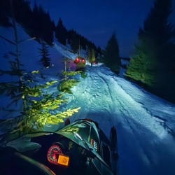 Night snowmobiling in the Petrokhan area Night snowmobiling in the Petrokhan area