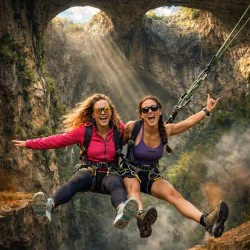 Скок с бънджи или пандюл от пещера Проходна + видеозаснемане с 4k action камера 