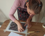 Графична техника суха игла - Създаване на собствен отпечатък и картина с паспарту от Макароон
